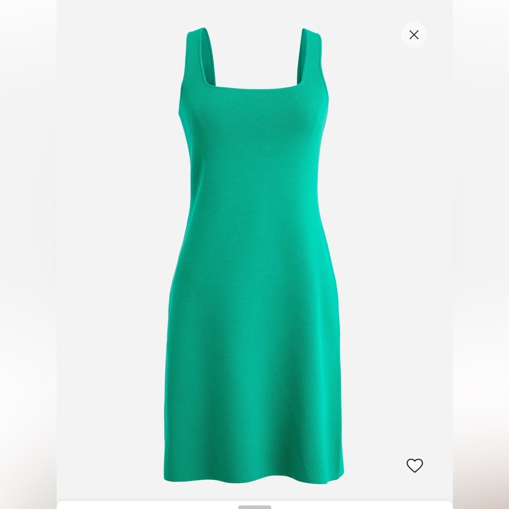 J Crew Cotton Blend Square Neck Teal Green Sweater Dress, NWT, size Medium